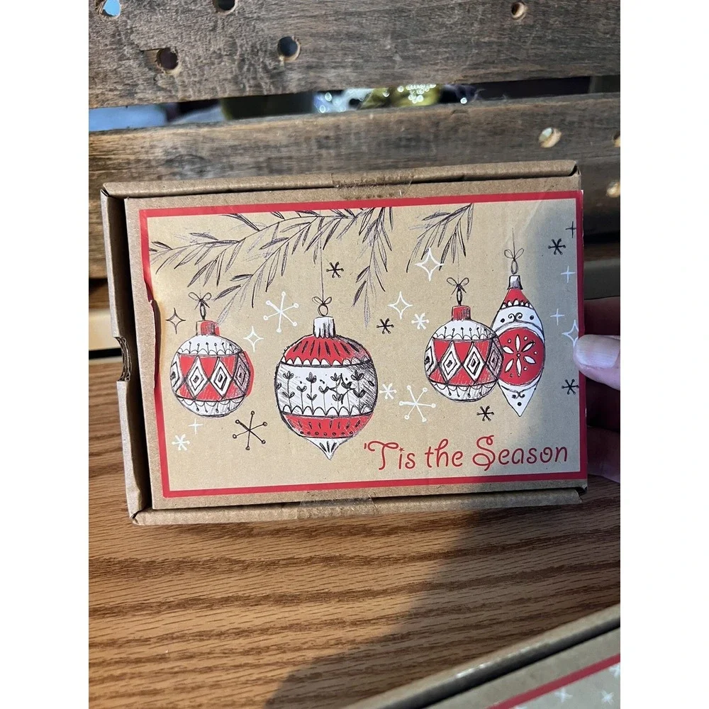Rustic‎ Style Boxed Christmas Cards 24 ct new in box, Holiday greetings, santa